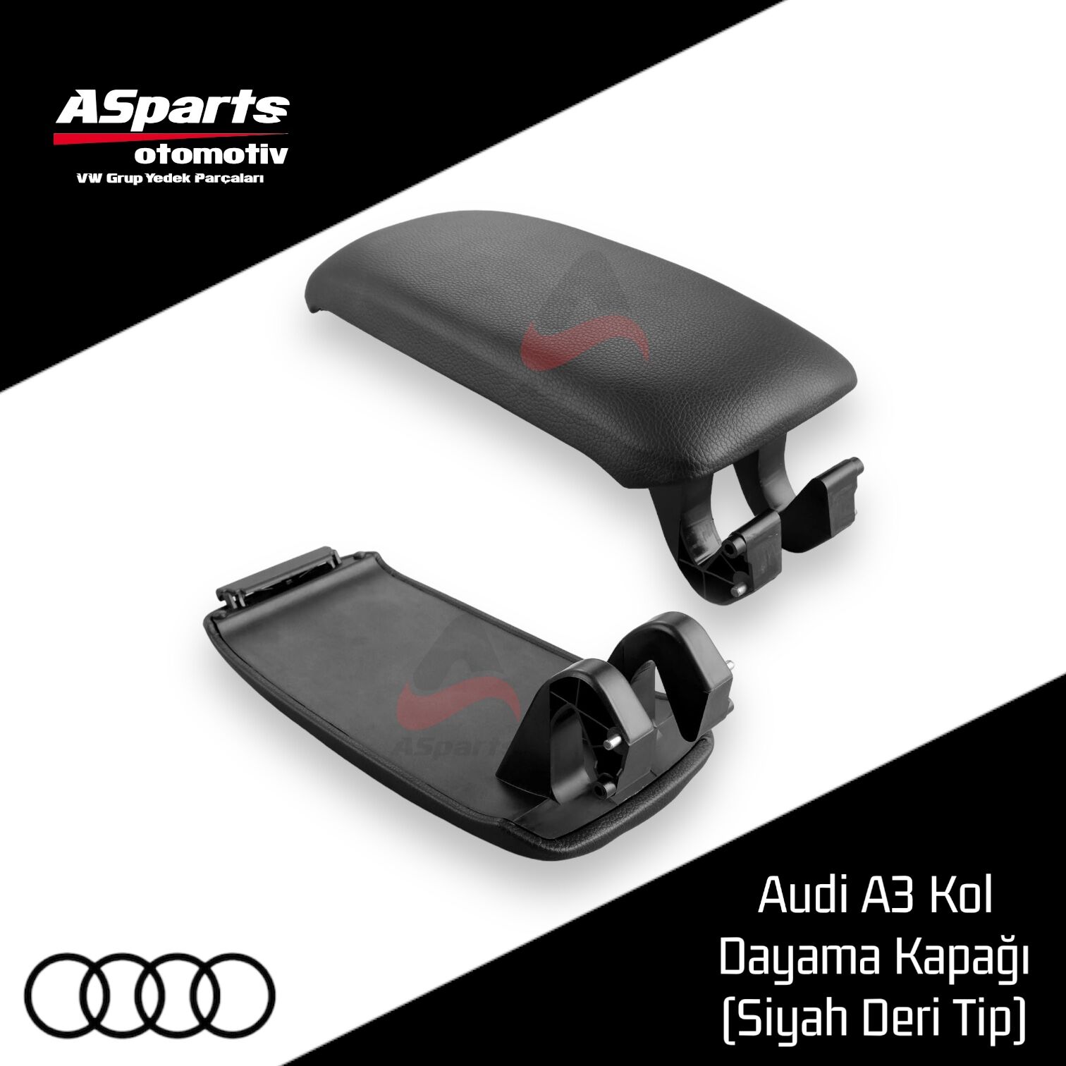 Audi A3 Kol Dayama Kapağı 2004 - 2013 8P0864245SD ( Siyah Deri )