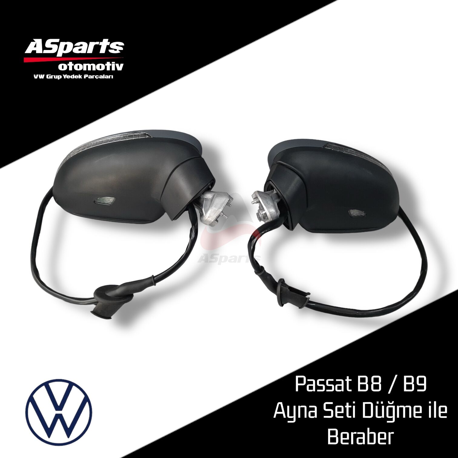 Passat B8 - B8.5 Katlanır Ayna Seti Düğme ile Beraberdir. 3G0198857