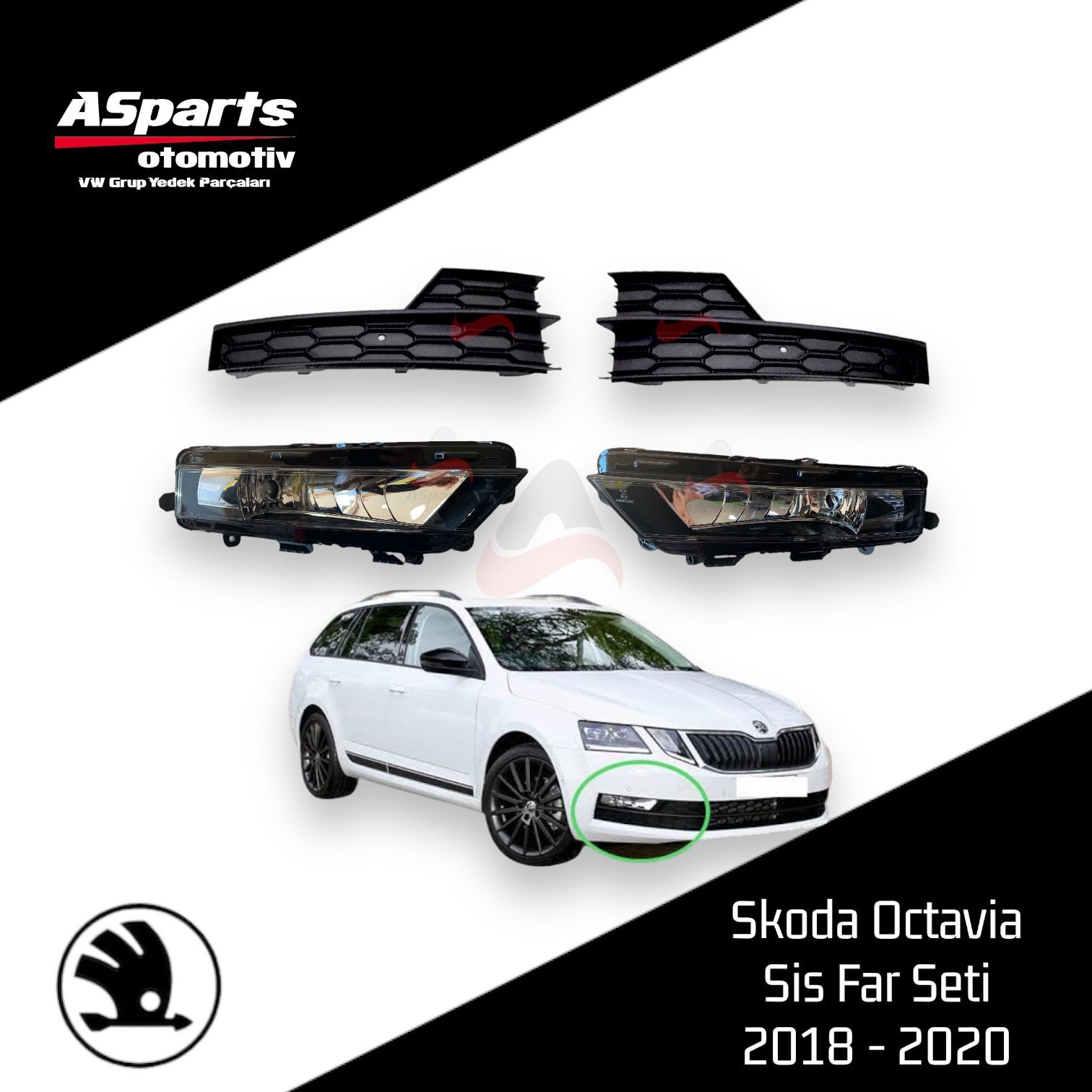 Skoda Octavia Sis Far Seti 2018 - 2020 5E1198700S Siyah