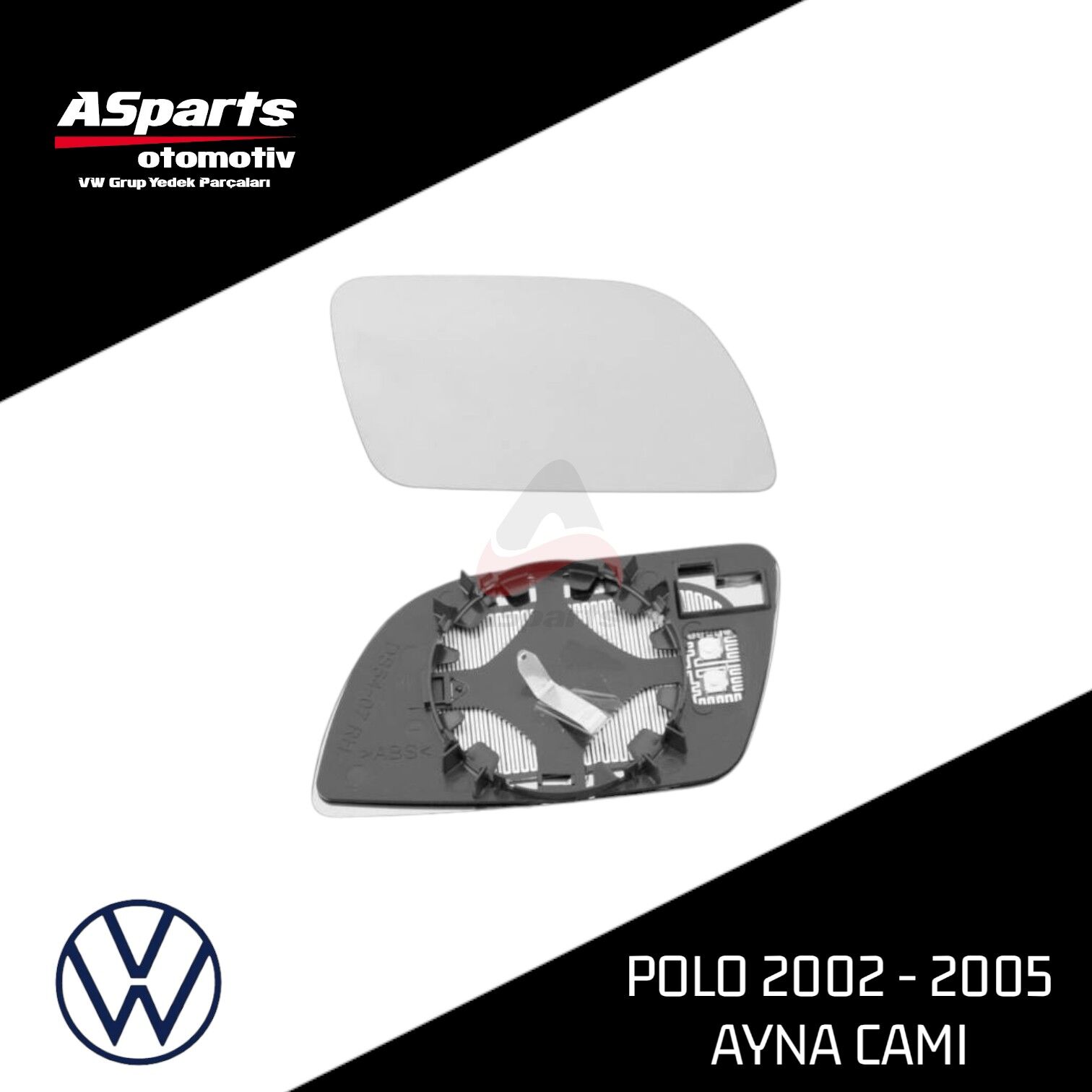 Polo Ayna Camı 2002 - 2005 (Isıtmalı) Sağ-Yolcu 6Q0857522C